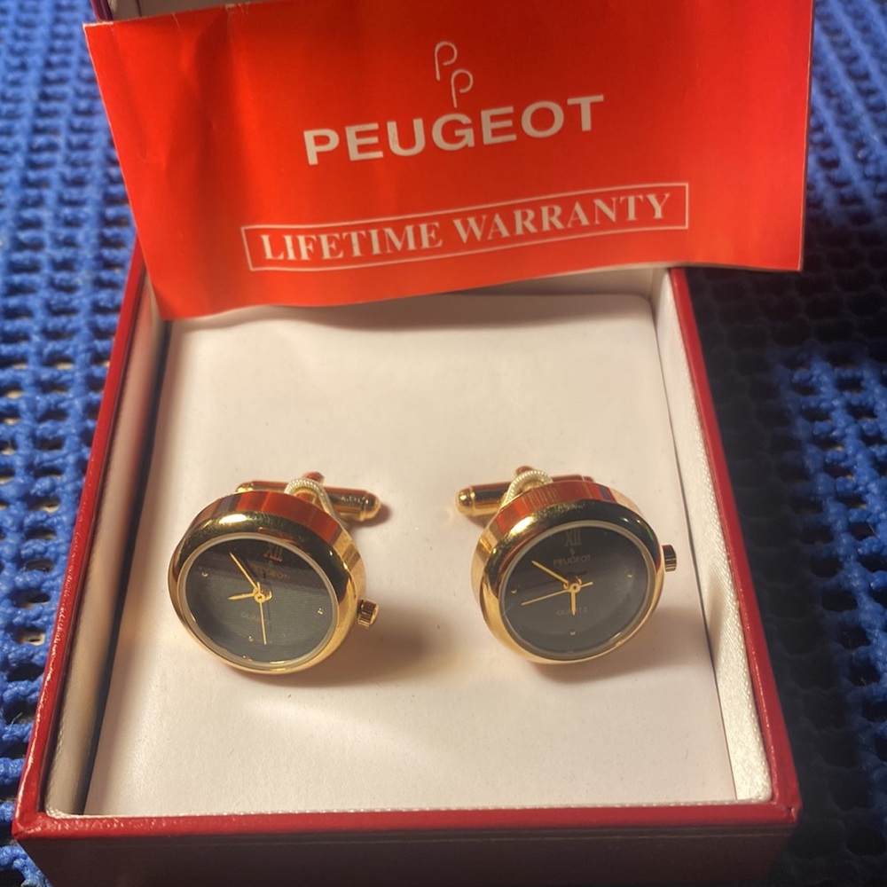 Vintage Peugeot dress Cuff Links gold tone